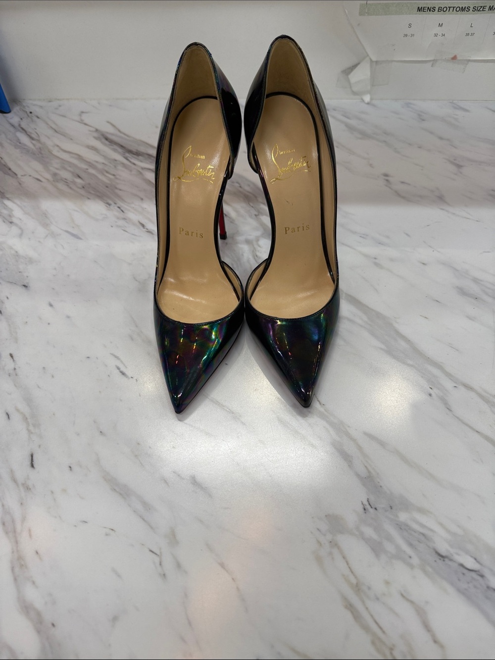Christian Louboutin Iridescent Multi-Color Patent Pointed-Toe Pumps
